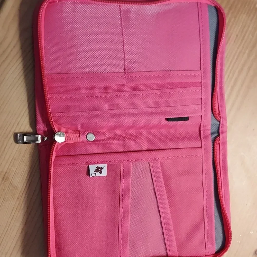 Dahlia Travel wallet passport holder Hot Pink RFID blocking